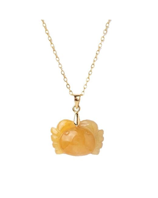 seree Metallic Zodiac Collection Cancer Jade Stone Necklace