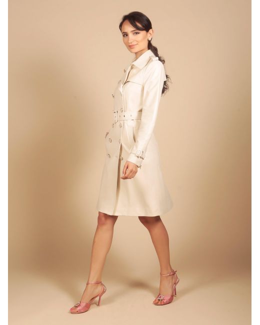 Santinni Natural Neutrals 'Belle Du Jour' 100% Leather Trench Coat