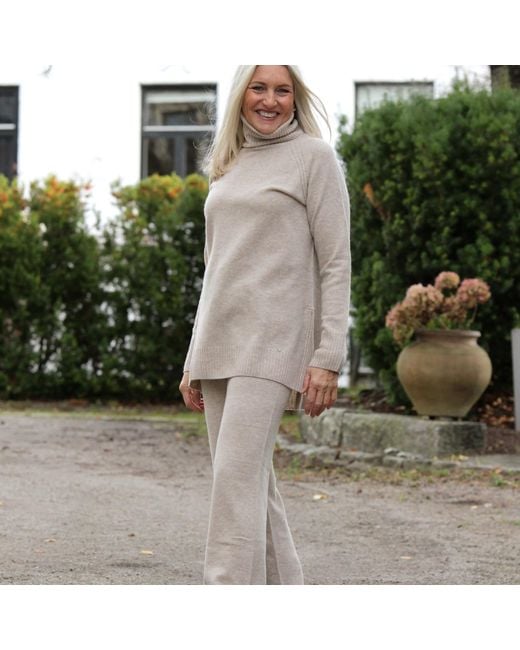 tirillm Gray Neutrals Andrea Merino Wool Loose Fitted Trouser- Melange