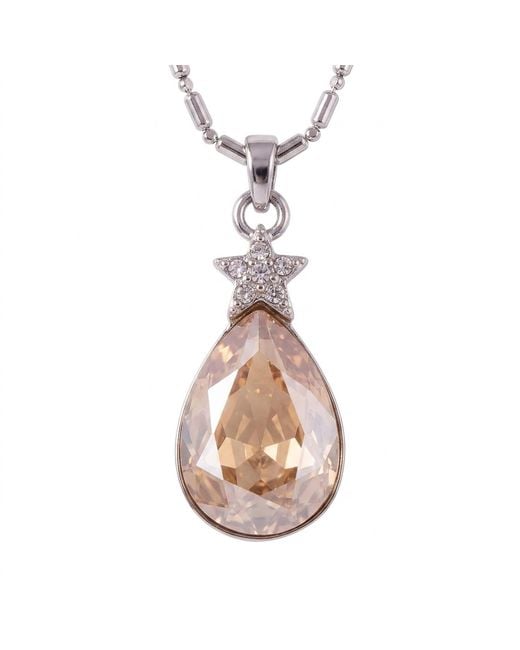 Modenaire Metallic Topaz Teardrop Star Pendant Necklace