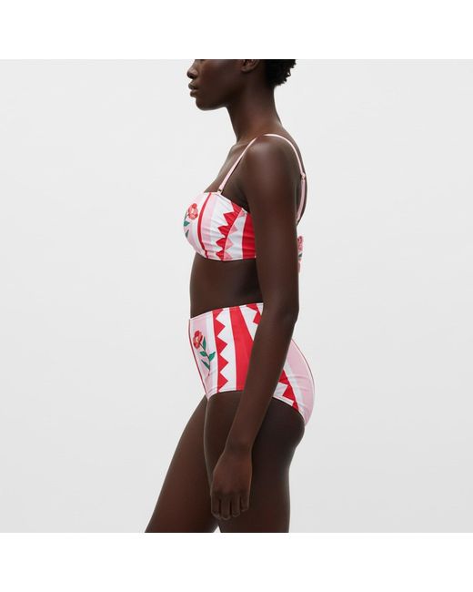 Jessie Zhao New York Red Jungle Rose Reversible Bikini Bottom