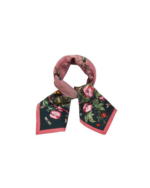 Fable England Pink Circe Narrative Silk Blend Square Scarf