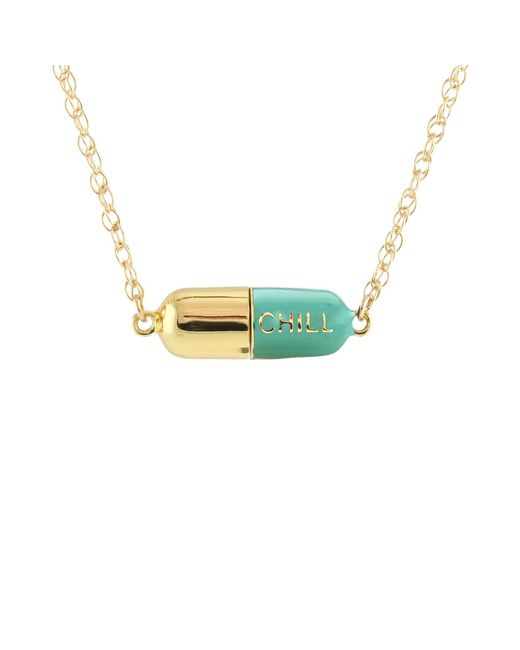 Kris Nations Multicolor Big Chill Pill Chain Necklace Turquoise & Gold Filled