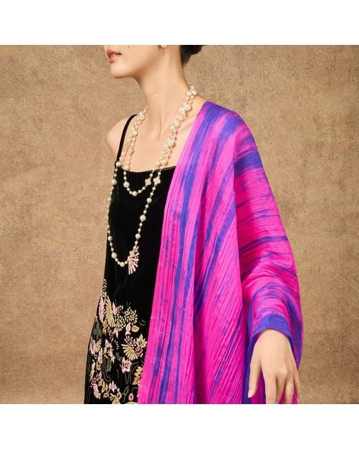 Silk and Bears Purple Fuchsia & Brushstroke Silk Scarf – Hand-Dyed Mulberry Silk Shawl, Lightweight Elegant Wrap