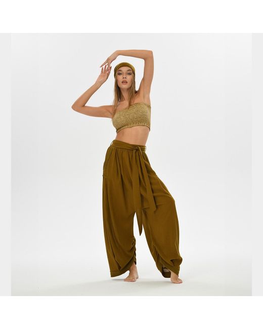 Zhenabia Green Boho Harem Pants