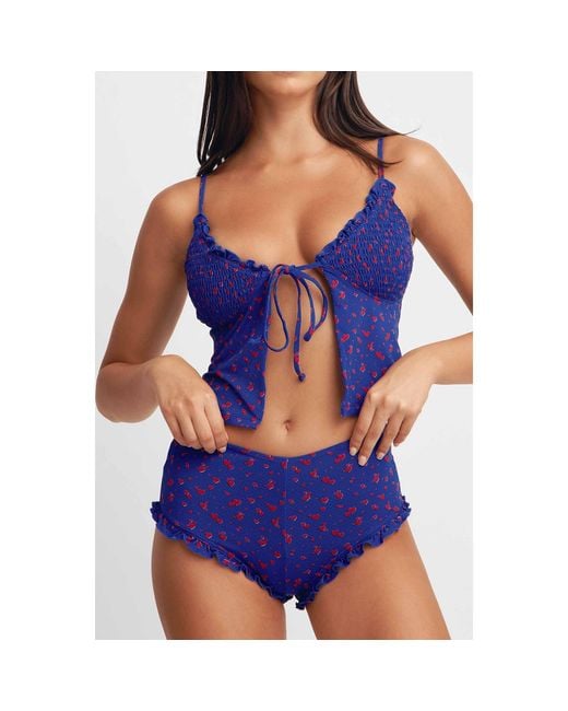 Blackbough Swim Blue Louise Dainty Tankini Top Heartache Pointelle