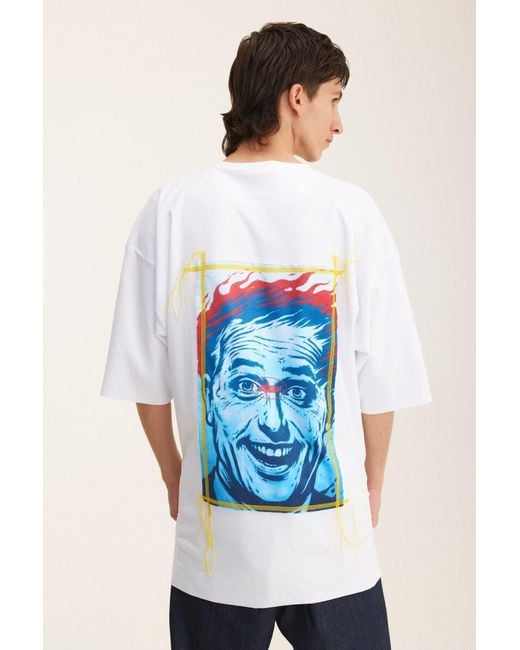 mysimplicated Blue Oversized T-Shirt With Face Print for men