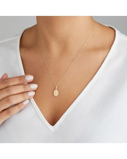 Lily Roo Small Solid Gold Oval Virgin Mary Necklace In - Small Virgin Mary Gold Pendant Lily Roo Small Solid Gold Oval Virgin Mary Necklace In - Small Virgin Mary Gold Pendant