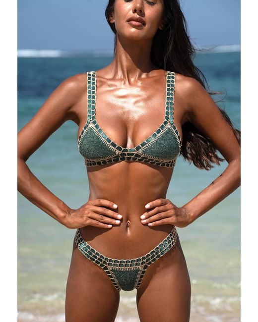 Luxsea Swimwear Green Cozumel Lurex Crochet Bikini Bottom