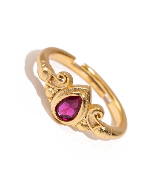 Ebru Jewelry Metallic Teardrop Ruby Gemstone Ring
