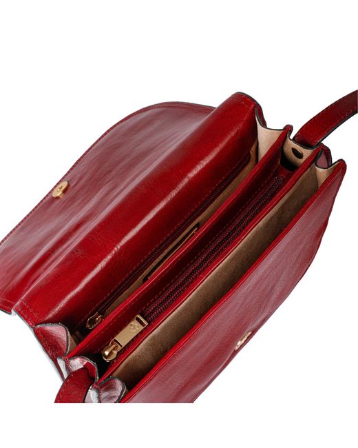 Time Resistance Red Leather Saddle Bag For