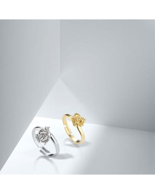 Unaloe Metallic Vermeil Adjustable Floral Ring For – Hanging Rose Design Jewelry