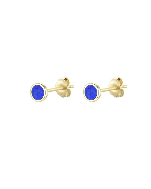 KAMARIA Blue Round Opal Stud Earrings