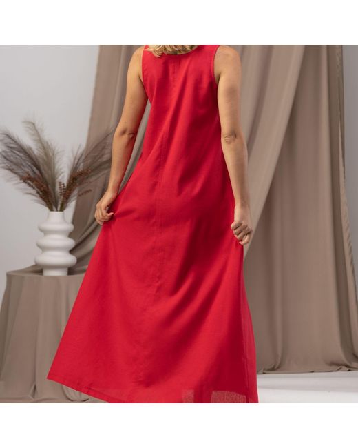 Nikka Place Red Summer Linen Cocktail Dress