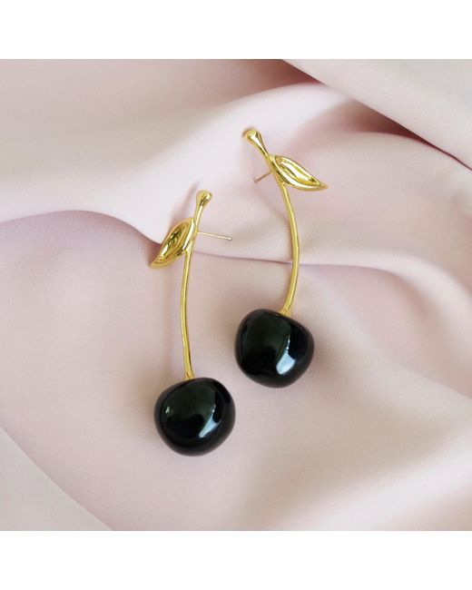 POPORCELAIN Metallic Porcelain Black Cherry Earrings