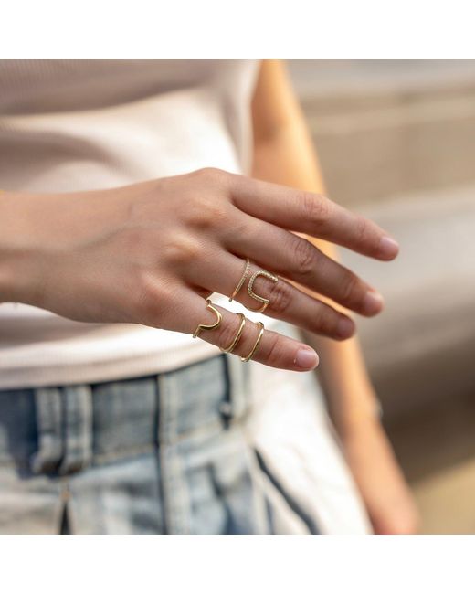 Spero London Metallic Sterling Open Cuff Pave Ring