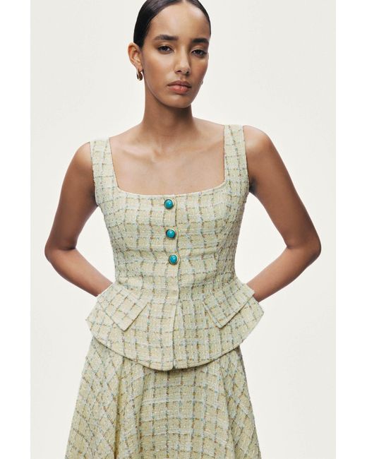 Nocturne Multicolor Button Accessory Tweed Bustier