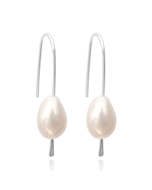 Kiri & Belle White Mimi Pearl Drop Wire Sterling Earrings