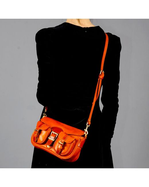 Rimini Orange Leather Crossbody Bag 'sofia'