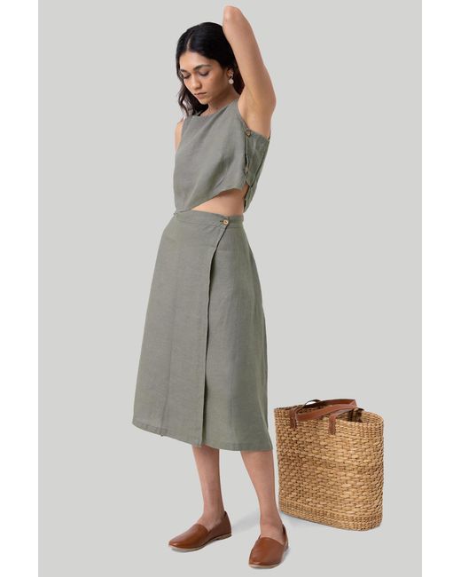 REISTOR Gray Overlap Midi Dark Skirt