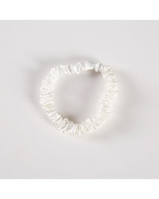 Soft Strokes Silk White Pure Mulberry Silk Skinny Scrunchie Set Of Five