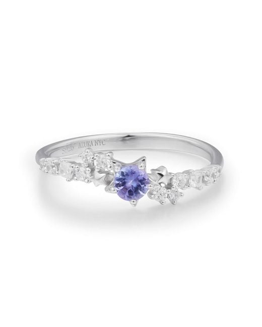 Azura Jewelry New York White Stardust Tanzanite Ring Vermeil