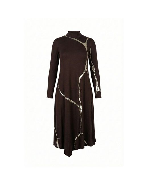 Esther Saadia Black Mock Neck Hikari Champagne Foil Kintsugi Dress