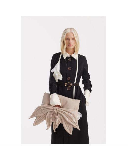 Julia Allert Natural Neutrals Petal Faux Leather Evening Clutch Bag