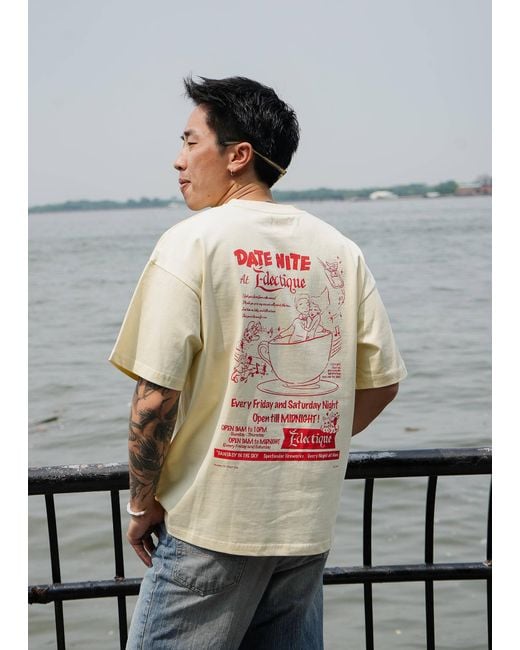 Éclectique Natural Date Night Cream Graphic T-Shirt for men