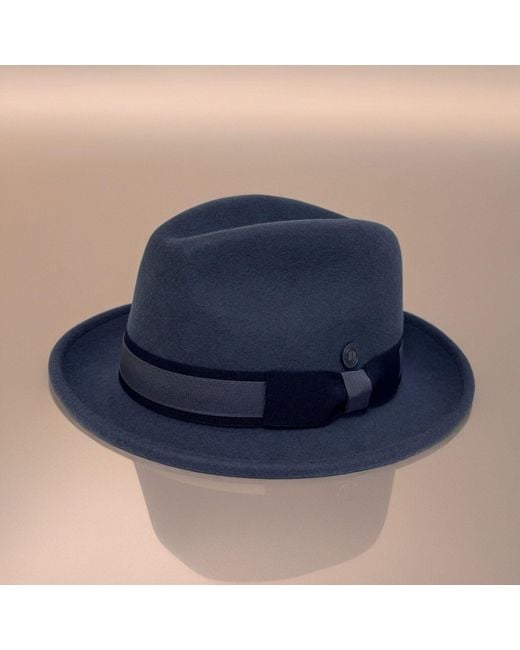 Dasmarca Hats Black Robin Wool Felt Two Tone Trilby Fedora Hat for men