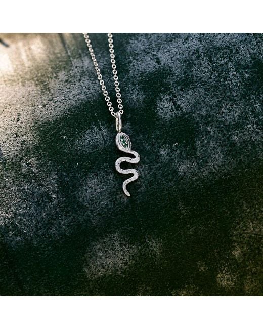 Zohreh Metallic Emerald Snake Pendant Sterling