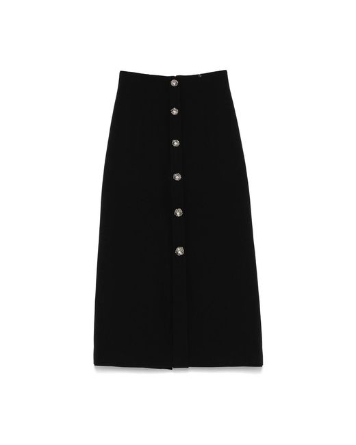 Nissa Black High-Waisted Midi Skirt