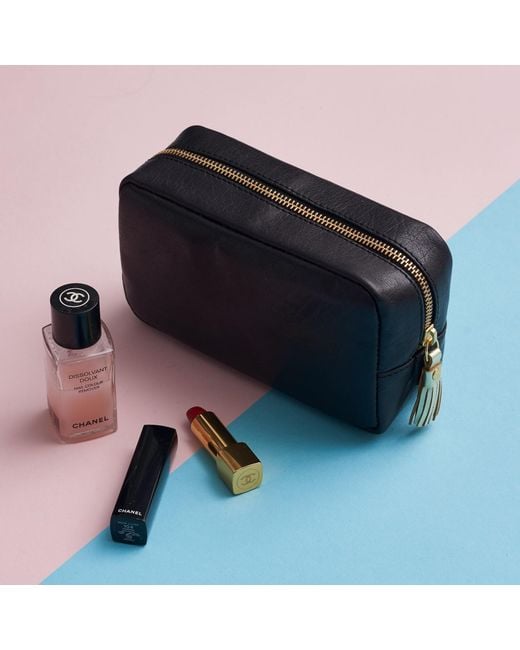 VIDA VIDA Blue Leather Make-Up Bag With Tassel