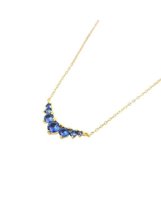 Harfi Metallic Graduated Round Sapphire Stones Plated Necklace