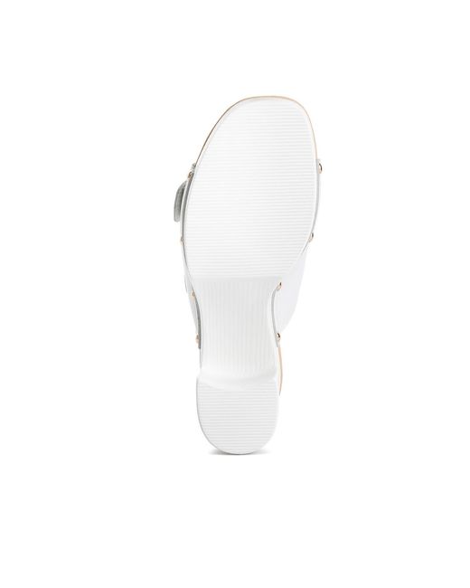Rag & Co White Kenna Dual Buckle Strap Sandals