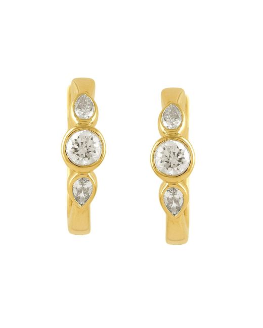 Artisan Metallic 14K Pear & Round Diamond Hoop Earrings