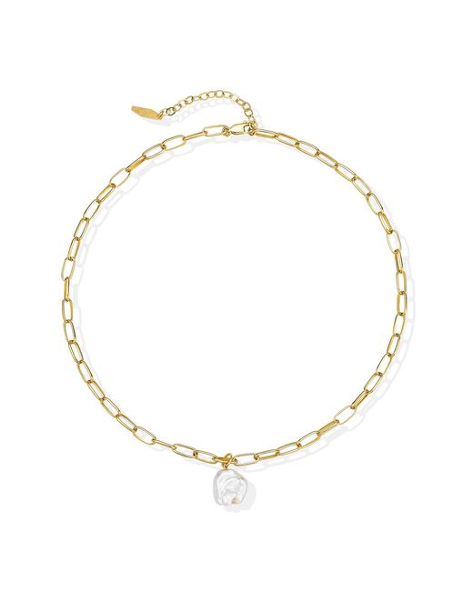 Lait & Lune Metallic Ryna Link Chain Pearl Necklace