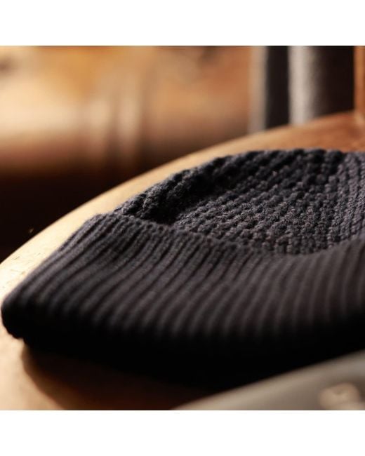 Paul James Knitwear Blue Lightweight Cotton Docker Whitby Beanie for men