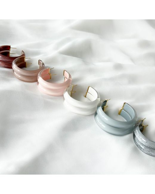 Gold & Honey White Small Pixie Illusion Hoop Earrings