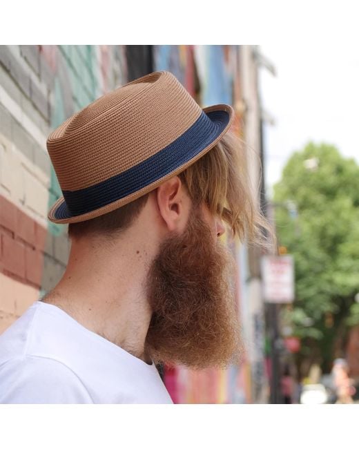 Dasmarca Hats Blue Dasmarce Bobby Retro Short Brim Summer Porkpie for men