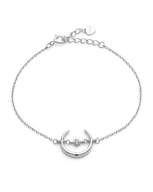 Elk & Bloom Metallic Sterling Crescent Moon & Star Bracelet