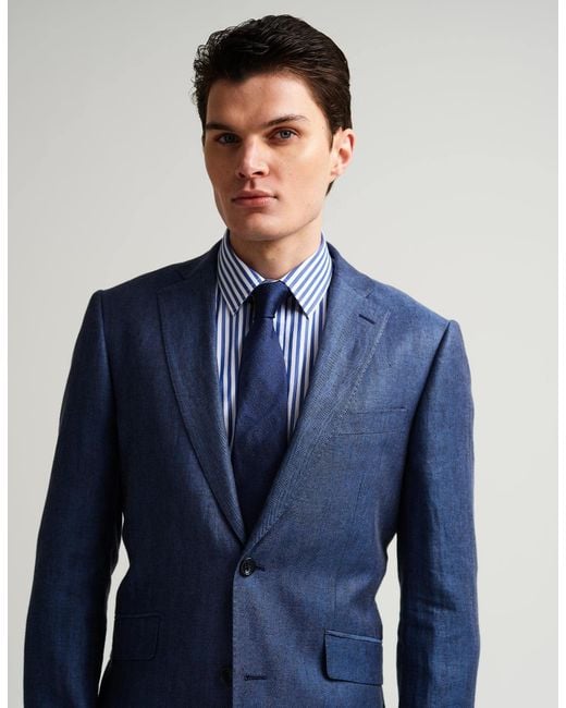 Gresham Blake Blue Stripe Single Cuff Shirt for men