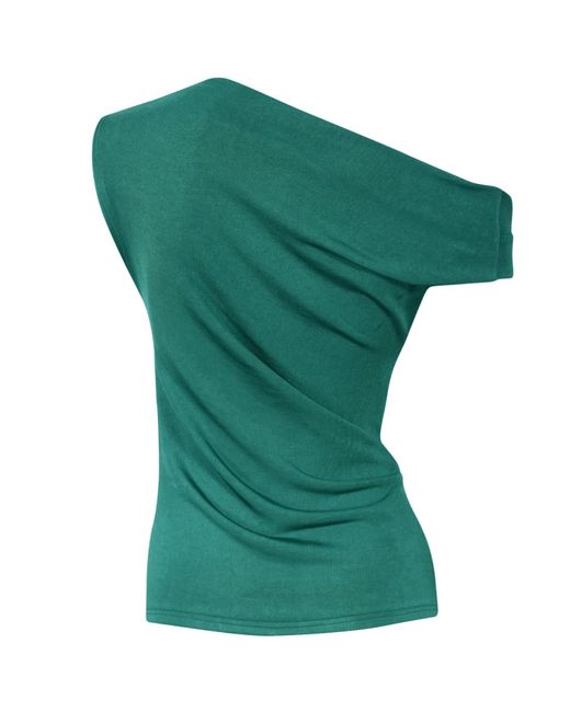 Me & Thee Green Less Is More Twist Shoulder Top