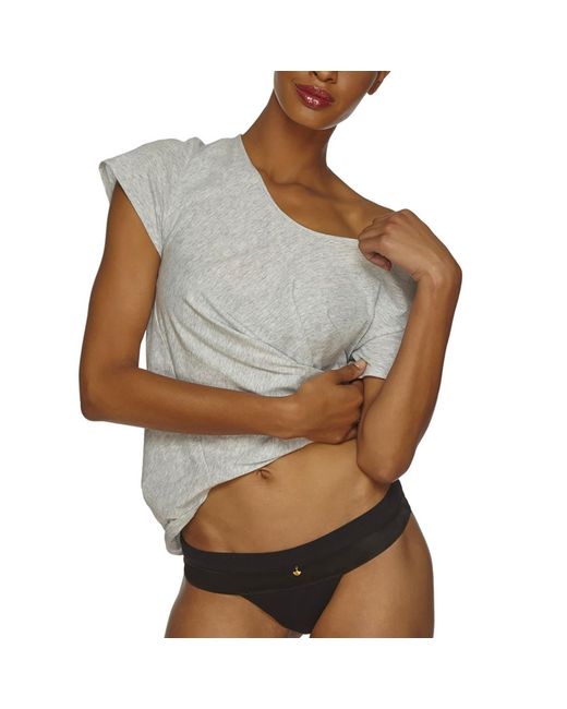 Tallulah Love Black Minnie Pima Cotton & Satin Thong