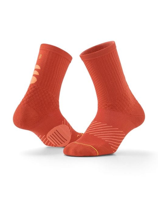 Semibold Red Performance Crew Socks Amber