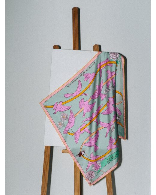 Lost Pattern Multicolor Frida X Lost Pattern House Of Frida Silk Bandana Scarf