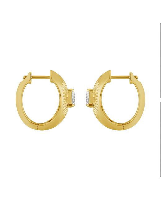 Artisan Metallic Pear Shape Diamond Sunburst Hoop Earrings