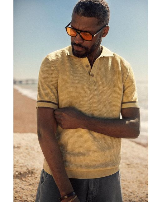 &SONS Trading Co Natural Neutrals Dempsey Knitted Polo Tan for men