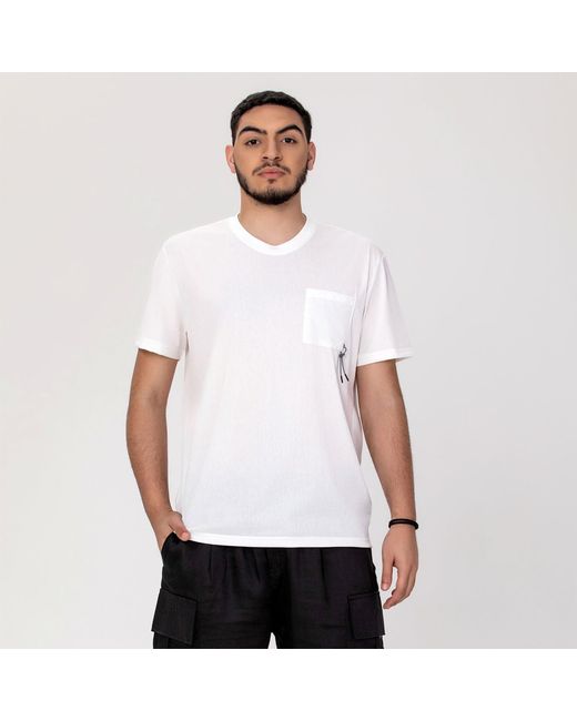 Smart and Joy White Pocket Detail T-Shirt for men