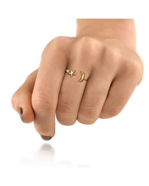 The Jewellery Store London Metallic Adjustable Ring With Star And Crescent Moon